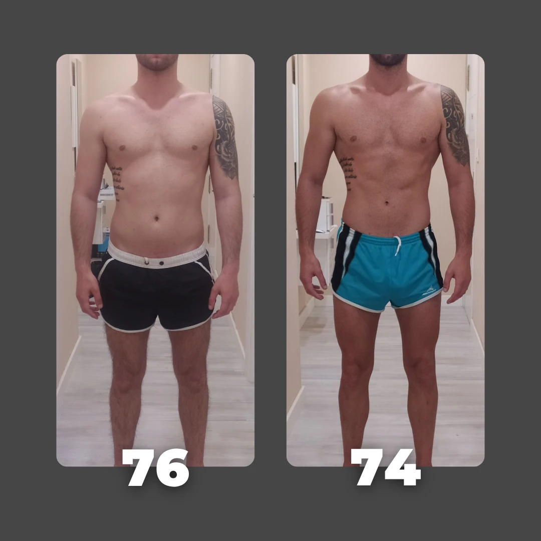 Transformación de cliente: 76 a 74 kg